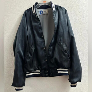 Vintage 1980s Dunbrooke Pla Jac Bomber Jacket Silk Blue M